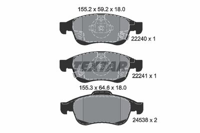 2224001 TEXTAR Комплект тормозных колодок, дисковый тормоз