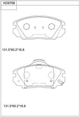 KD9768 ASIMCO Комплект тормозных колодок, дисковый тормоз