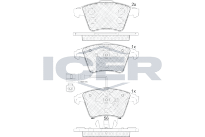 181779 ICER Комплект тормозных колодок, дисковый тормоз
