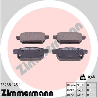 252581451 ZIMMERMANN Комплект тормозных колодок, дисковый тормоз