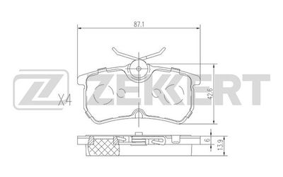 BS1662 ZEKKERT Комплект тормозных колодок, дисковый тормоз