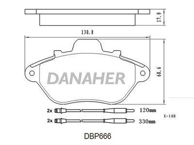 DBP666 DANAHER Комплект тормозных колодок, дисковый тормоз