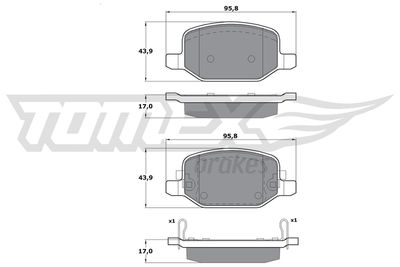 TX1718 TOMEX Brakes Комплект тормозных колодок, дисковый тормоз