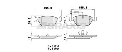 AB0050 BRAXIS Комплект тормозных колодок, дисковый тормоз