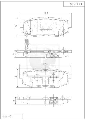 S361U10 NPS Комплект тормозных колодок, дисковый тормоз