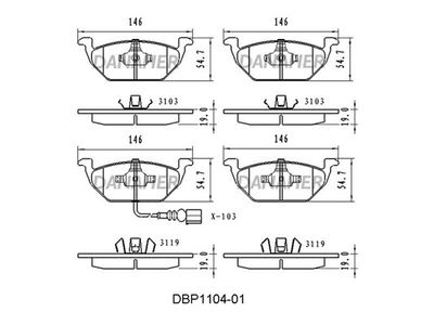 DBP110401 DANAHER Комплект тормозных колодок, дисковый тормоз