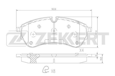 BS1842 ZEKKERT Комплект тормозных колодок, дисковый тормоз