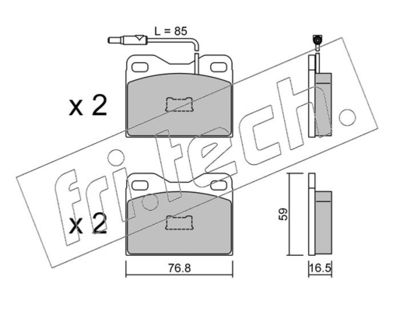 0175 fri.tech. Комплект тормозных колодок, дисковый тормоз