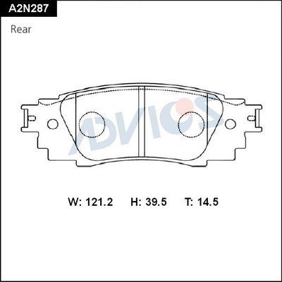 A2N287 ADVICS Комплект тормозных колодок, дисковый тормоз