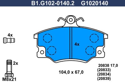 B1G10201402 GALFER Комплект тормозных колодок, дисковый тормоз