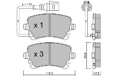 BPVW2002 AISIN Комплект тормозных колодок, дисковый тормоз