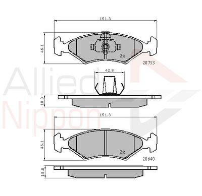 ADB0444 COMLINE Комплект тормозных колодок, дисковый тормоз