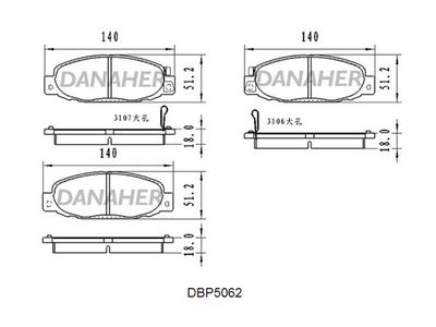 DBP5062 DANAHER Комплект тормозных колодок, дисковый тормоз