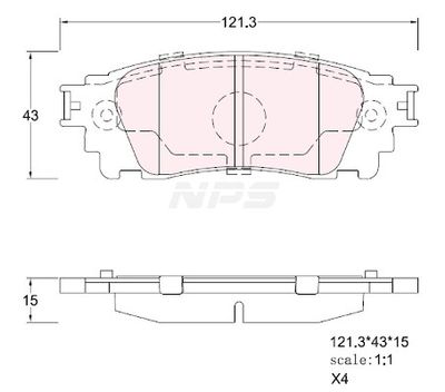 T361A43 NPS Комплект тормозных колодок, дисковый тормоз