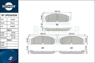 RT2PD20330 ROTINGER Комплект тормозных колодок, дисковый тормоз