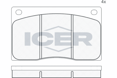 180234 ICER Комплект тормозных колодок, дисковый тормоз