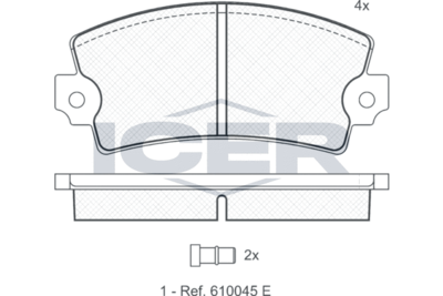 180258 ICER Комплект тормозных колодок, дисковый тормоз