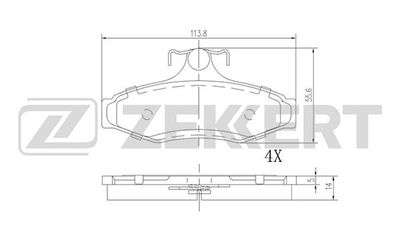 BS1863 ZEKKERT Комплект тормозных колодок, дисковый тормоз