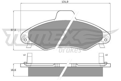 TX10821 TOMEX Brakes Комплект тормозных колодок, дисковый тормоз