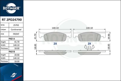 RT2PD24790 ROTINGER Комплект тормозных колодок, дисковый тормоз