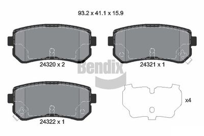 BPD1441 BENDIX Braking Комплект тормозных колодок, дисковый тормоз