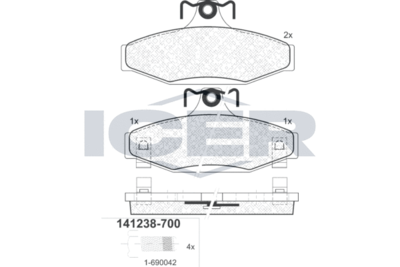 141238700 ICER Комплект тормозных колодок, дисковый тормоз