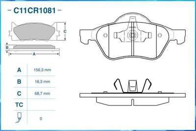 C11CR1081 CWORKS Комплект тормозных колодок, дисковый тормоз