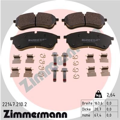 221472102 ZIMMERMANN Комплект тормозных колодок, дисковый тормоз