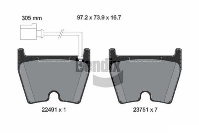 BPD2382 BENDIX Braking Комплект тормозных колодок, дисковый тормоз