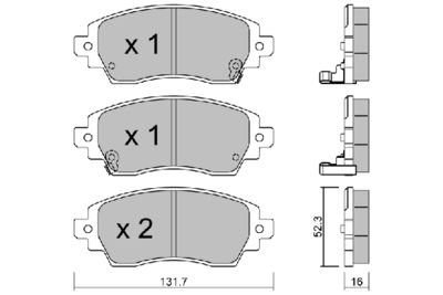 BPTO1929 AISIN Комплект тормозных колодок, дисковый тормоз