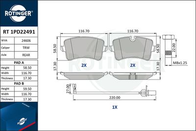 RT1PD22491 ROTINGER Комплект тормозных колодок, дисковый тормоз