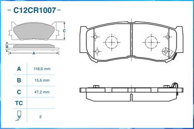 C12CR1007 CWORKS Комплект тормозных колодок, дисковый тормоз