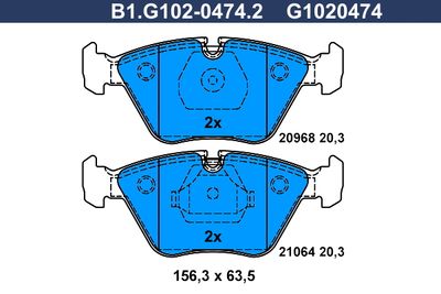 B1G10204742 GALFER Комплект тормозных колодок, дисковый тормоз