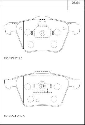 KD7354 ASIMCO Комплект тормозных колодок, дисковый тормоз