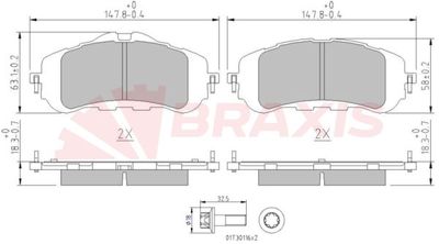 AA0623 BRAXIS Комплект тормозных колодок, дисковый тормоз