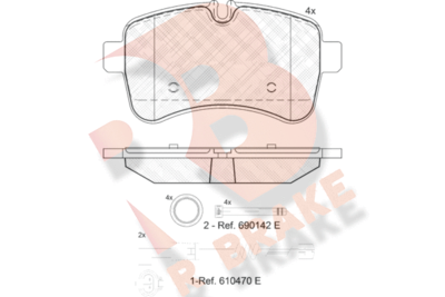 RB1837203 R BRAKE Комплект тормозных колодок, дисковый тормоз