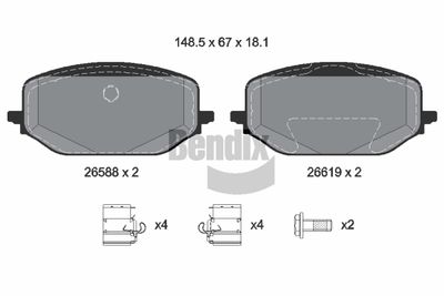 BPD2416 BENDIX Braking Комплект тормозных колодок, дисковый тормоз