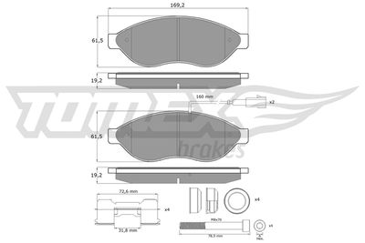 TX14391 TOMEX Brakes Комплект тормозных колодок, дисковый тормоз