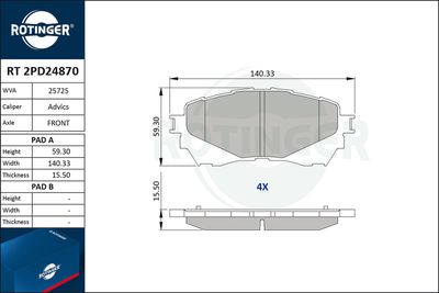 RT2PD24870 ROTINGER Комплект тормозных колодок, дисковый тормоз