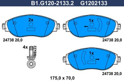 B1G12021332 GALFER Комплект тормозных колодок, дисковый тормоз