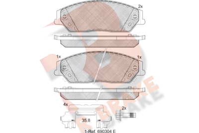 RB2077 R BRAKE Комплект тормозных колодок, дисковый тормоз