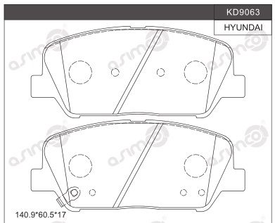 KD9063 ASIMCO Комплект тормозных колодок, дисковый тормоз