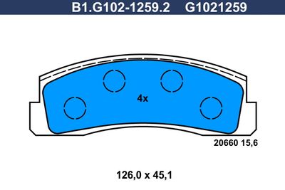 B1G10212592 GALFER Комплект тормозных колодок, дисковый тормоз