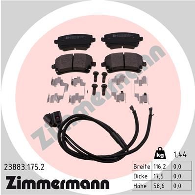 238831752 ZIMMERMANN Комплект тормозных колодок, дисковый тормоз