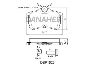 DBP1626 DANAHER Комплект тормозных колодок, дисковый тормоз