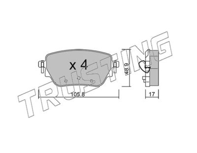 11950 TRUSTING Комплект тормозных колодок, дисковый тормоз