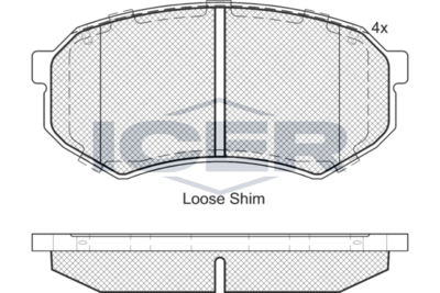 182182 ICER Комплект тормозных колодок, дисковый тормоз