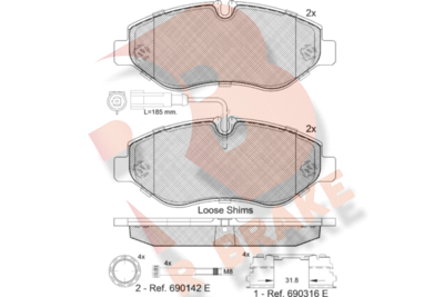 RB1846066 R BRAKE Комплект тормозных колодок, дисковый тормоз