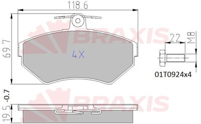 AA0648 BRAXIS Комплект тормозных колодок, дисковый тормоз