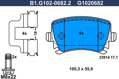 B1G10206822 GALFER Комплект тормозных колодок, дисковый тормоз